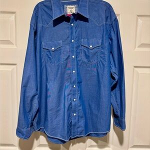 Rough Stock Panhandle Blue Button Down Shirt - Men’s XL